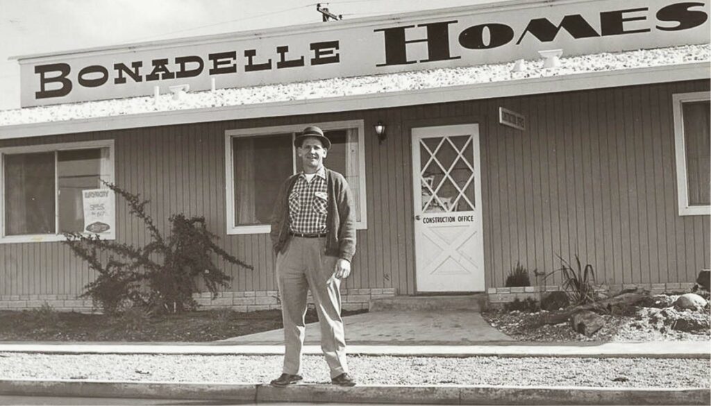 John Bonadelle is pictured outside of their historic construction office.